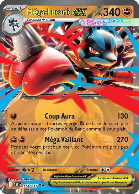 Méga-Lucario ex 113/217 Héros Transcendants
