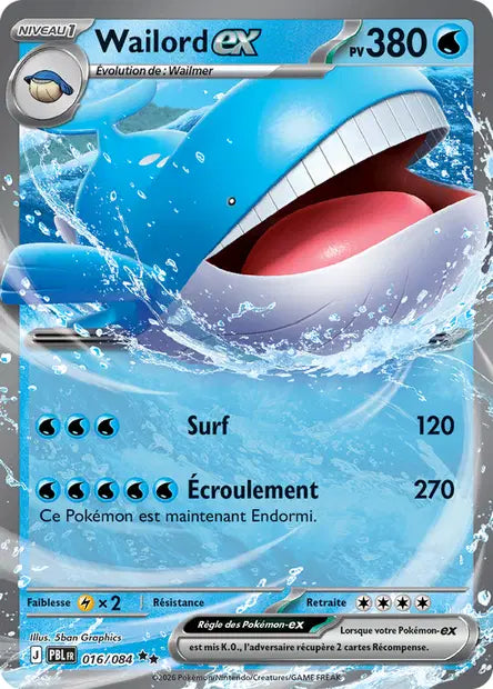 Wailord-ex 016/084 - Nuit Noire
