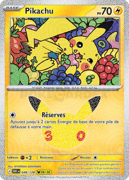 Pikachu 048/128 30ème anniversaire