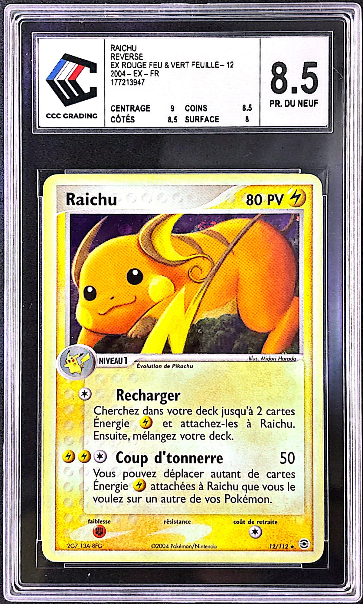 Raichu 12/112 CCC 8.5 holo reverse