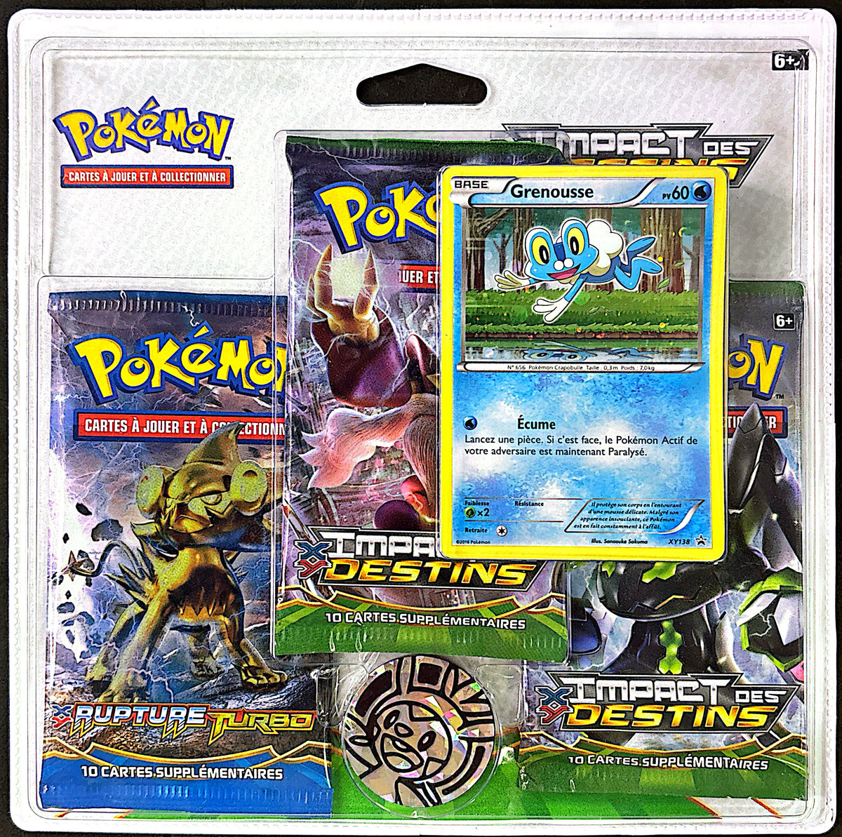 TriPack Pokémon XY Impact des Destins - Grenousse | 3 Boosters + Carte Promo XY138 | Français | Neuf Scellé