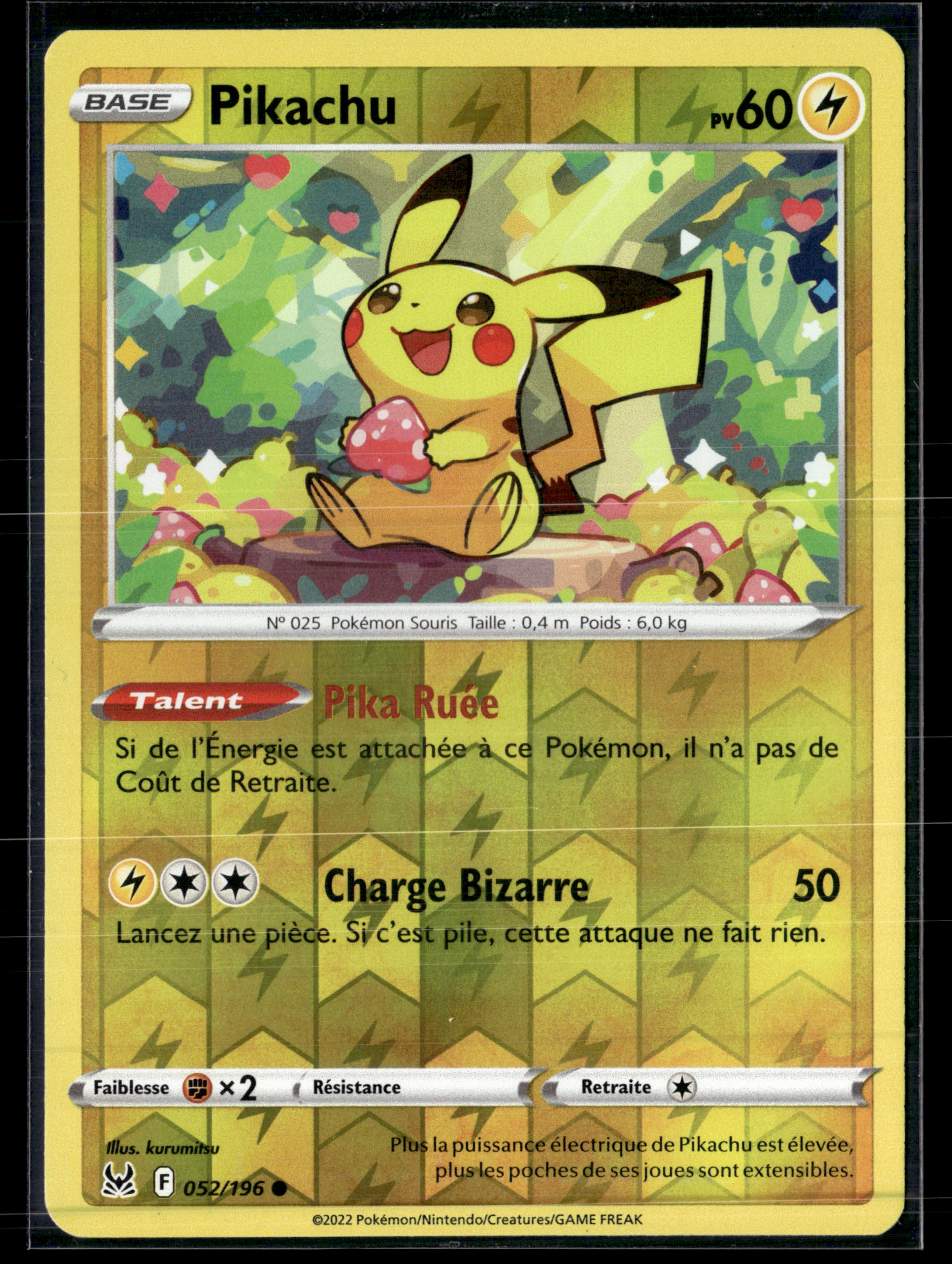 Pikachu 052/196 Origine perdue (reverse)