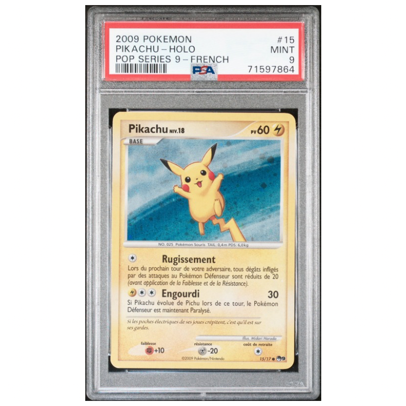 Pikachu 15/17 - Pop9 - PSA 9