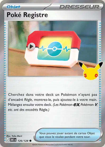 Poké Registre 126/128 30ème anniversaire