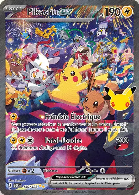 Pikachu ex 150/128 30ème anniversaire