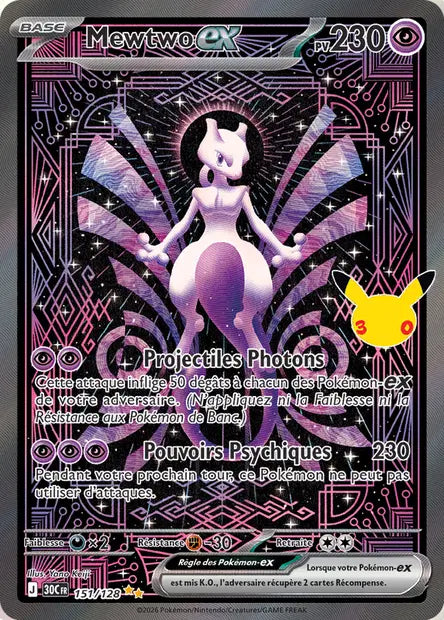 Mewtwo ex 151/128 30ème anniversaire