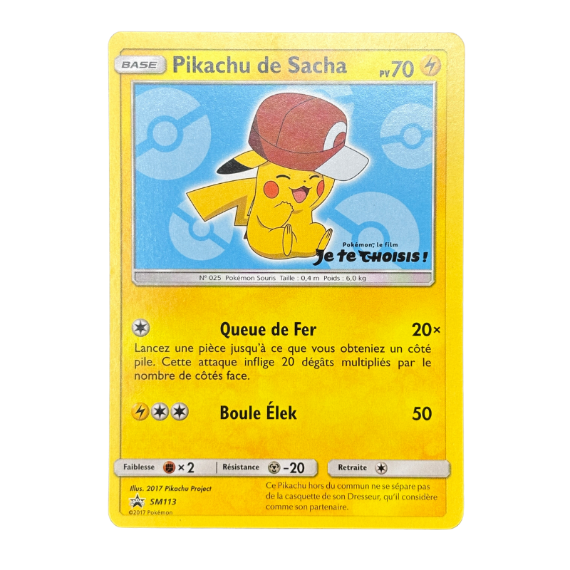 Pikachu de Sacha SM113 - Promo Soleil & Lune - NM