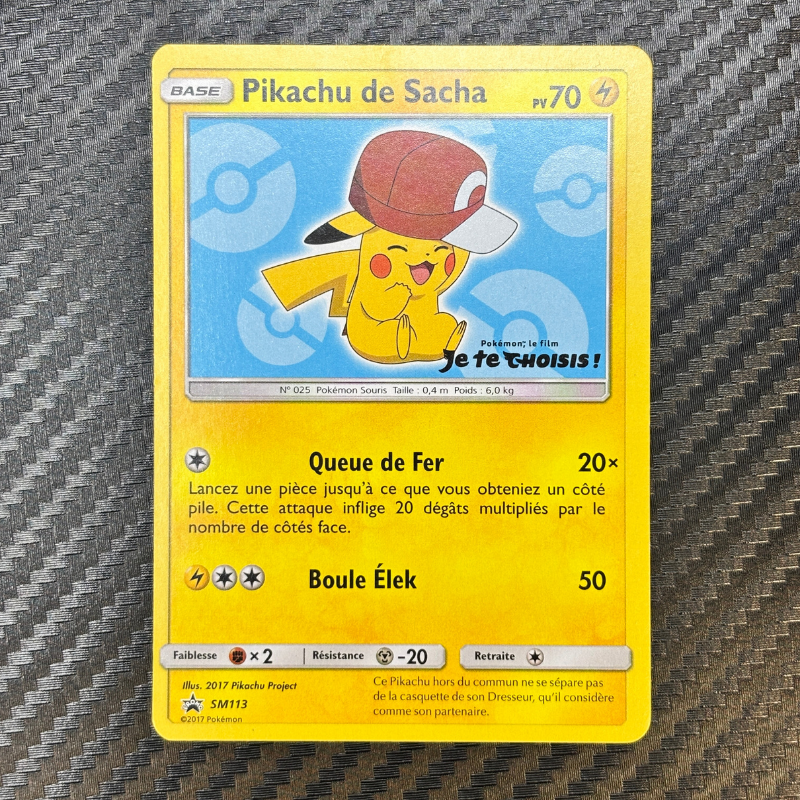 Pikachu de Sacha SM113 - Promo Soleil & Lune - NM
