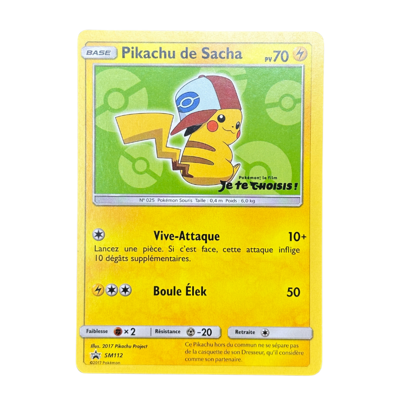 Pikachu de Sacha SM112 - Promo Soleil & Lune - NM