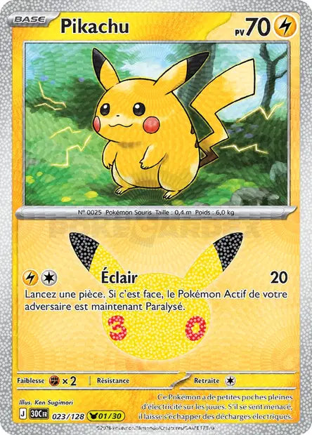 Pikachu 023/128 30ème anniversaire