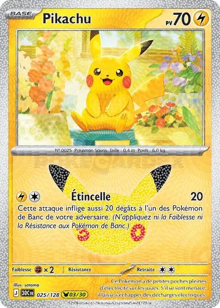 Pikachu 025/128 30ème anniversaire