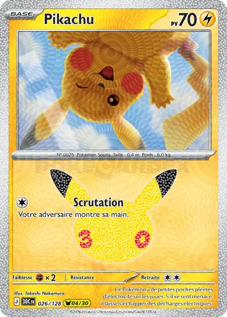Pikachu 026/128 30ème anniversaire