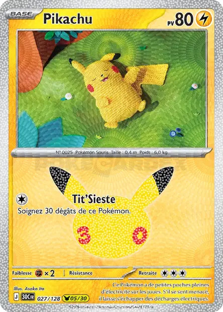 Pikachu 027/128 30ème anniversaire