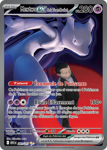 Mewtwo ex de la Team Rocket 281/217 Héros Transcendants