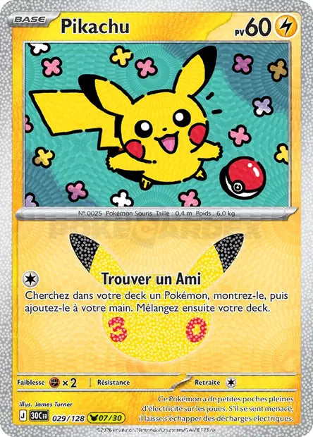 Pikachu 029/128 30ème anniversaire