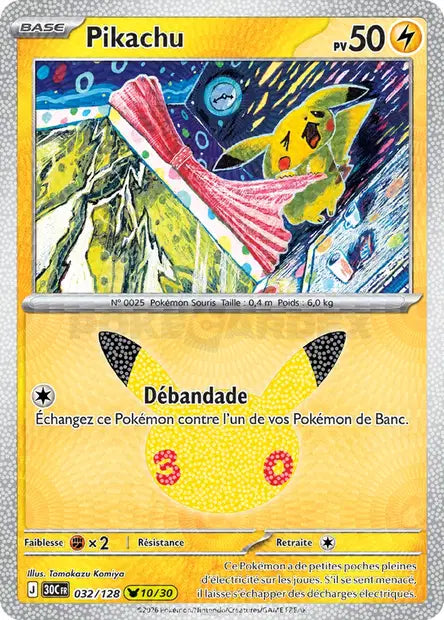 Pikachu 032/128 30ème anniversaire