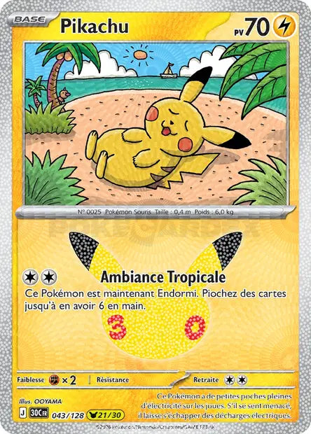 Pikachu 043/128 30ème anniversaire