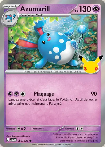 Azumarill 068/128 30ème anniversaire