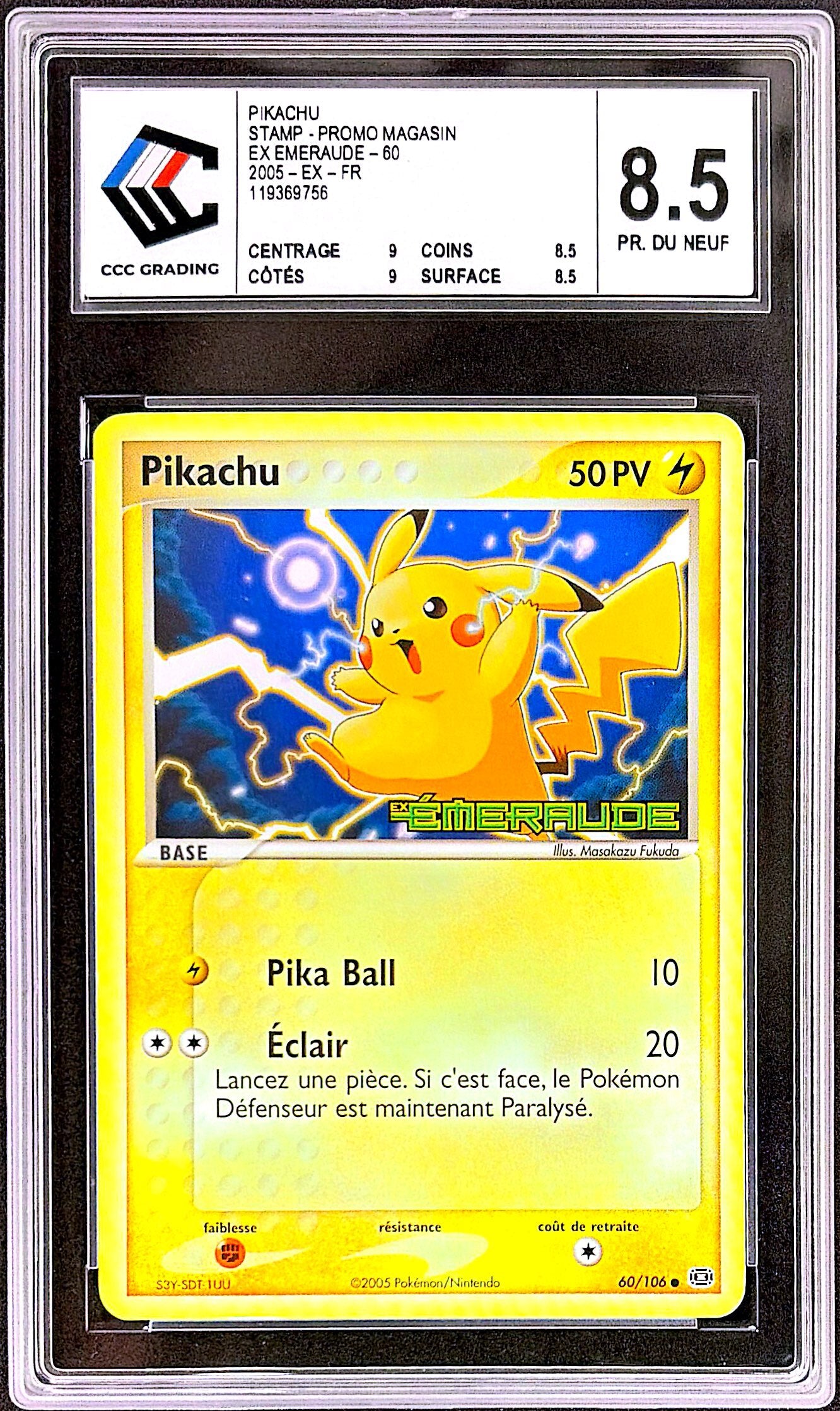 Pikachu 60/106 - EX Emeraude CCC 8.5