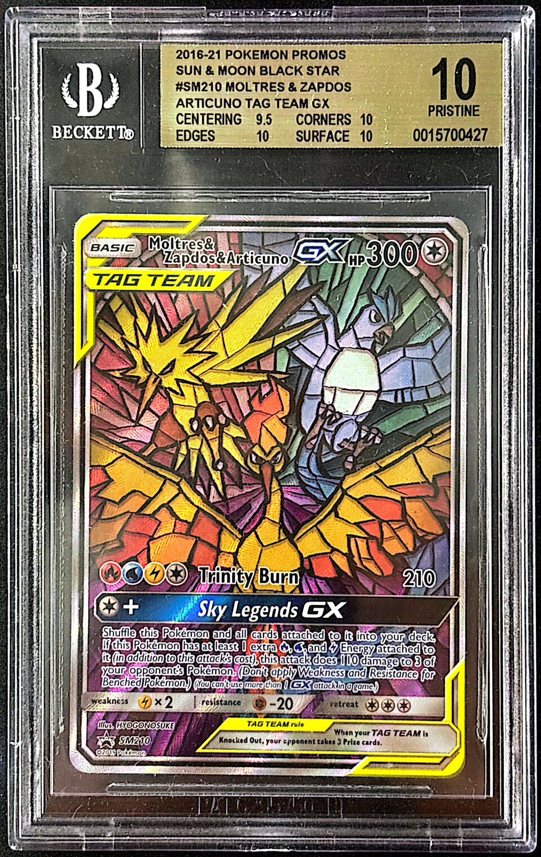 Moltres & Zapados & Articuno SM210 Beckett 10 pristine