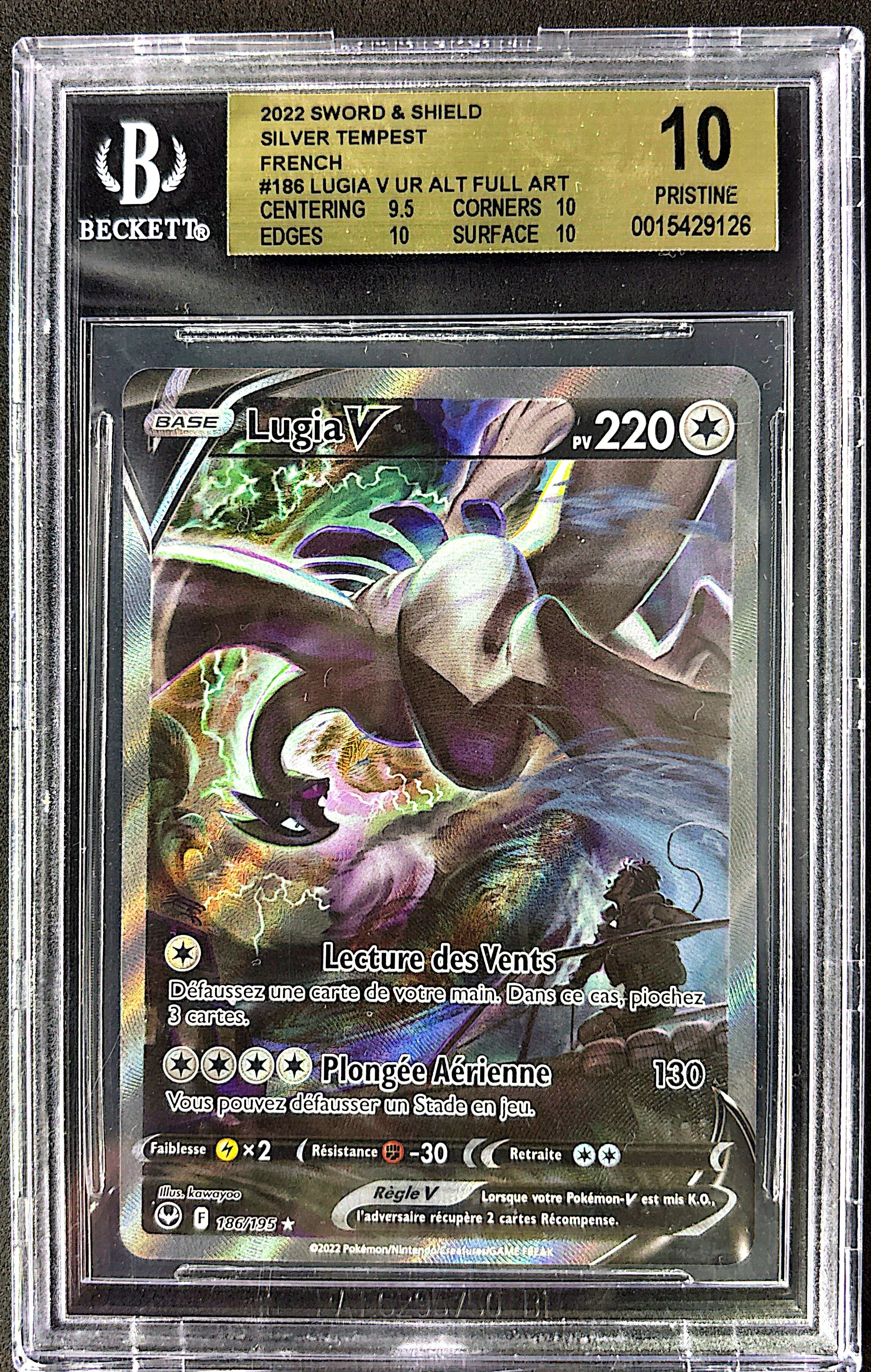 Lugia V 186/195 Tempête Argentée | Beckett 10 pristine