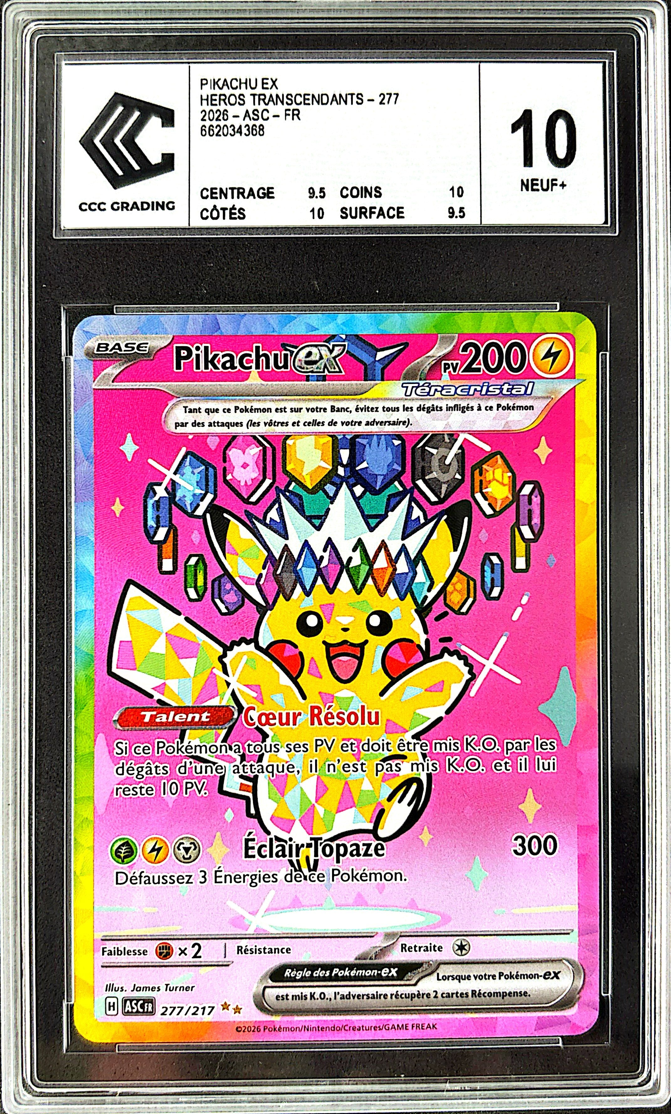 Pikachu EX 277/217 Héros Transcendants | CCC 10