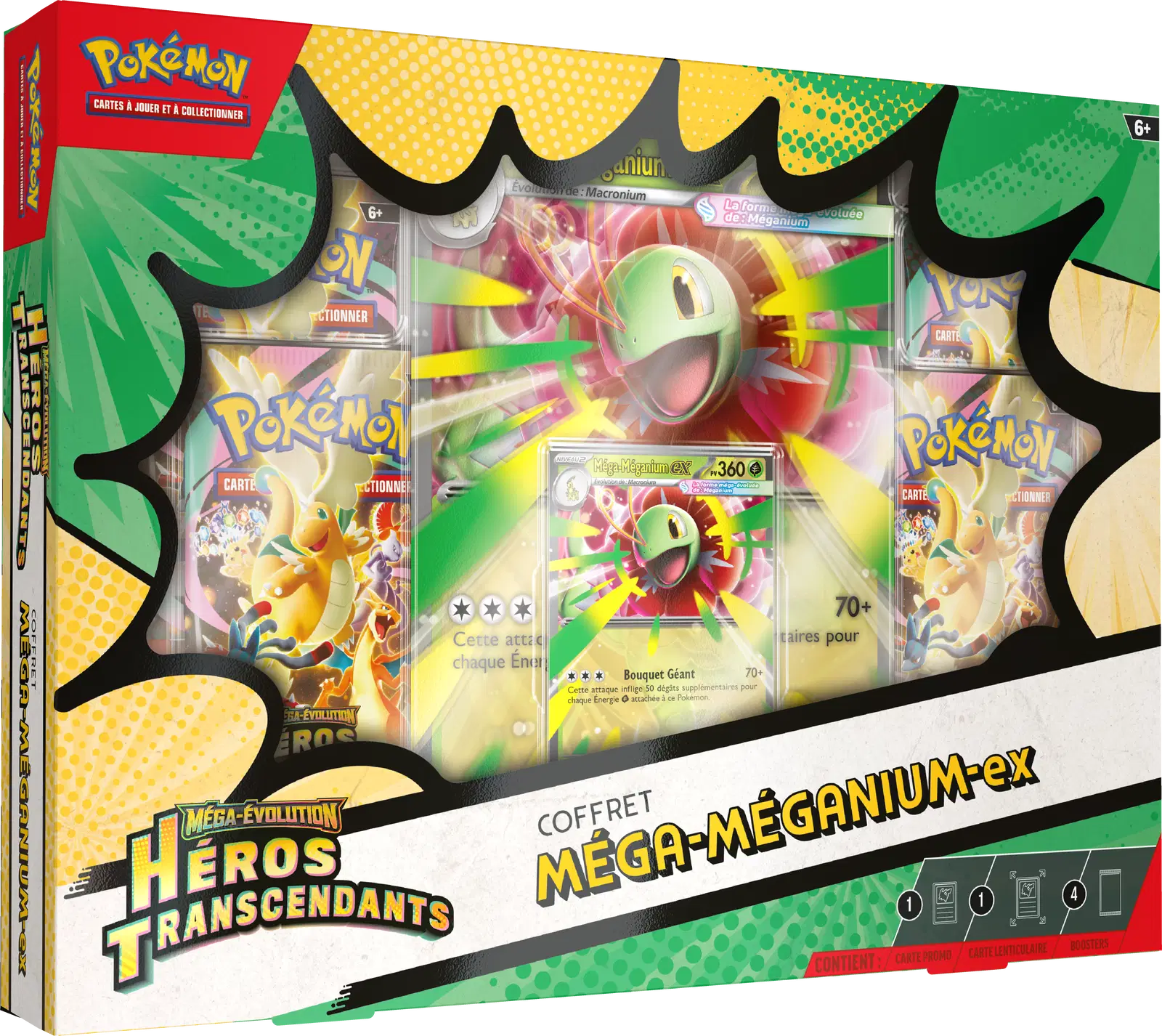 Coffret Méga-Évolution Héros Transcendants – Méga-Méganium ex / Méga-Roitiflam ex / Méga-Aligatueur ex