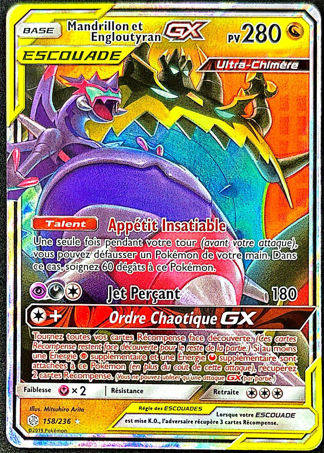 Mandrillon et Engloutyran GX 158/236 – MINT