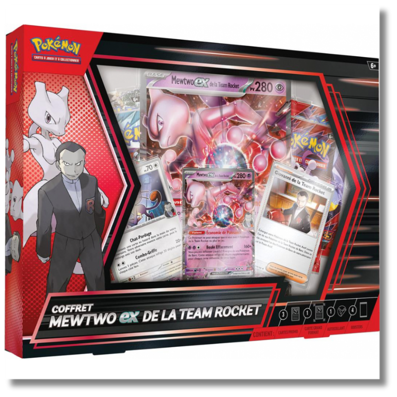 Coffret Pokémon Mewtwo-EX de la Team Rocket - 4 Boosters + Carte Promo